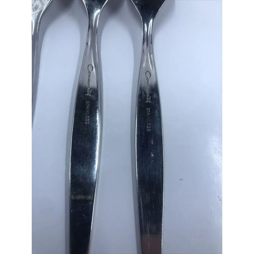 3 pcs Oneida Community Venetia Salad Fork Stainless Steel Burnished Handle. Read